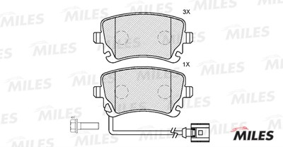 Колодки тормозные задние с датчиком (Смесь Semi-Metallic) VOLKSWAGEN T5 03/MULTI E110119 MILES