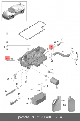 болт!\ Porsche Panamera 10-16 90021900401 PORSCHE
