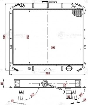 Радиатор УРАЛ-4320,5323 алюминевый 2-х рядный дв.ЯМЗ LUZAR LRC12Y8 LUZAR