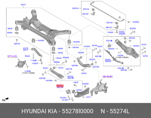 Сайлентблок KIA K5 (20-) рычага заднего продольного левый OE 55278L0000 HYUNDAI KIA