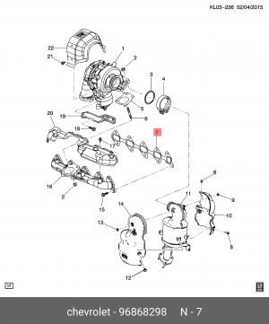 ПРОКЛАДКА ВЫПУСКНОГО КОЛЛЕКТОРА 96868298 GENERAL MOTORS