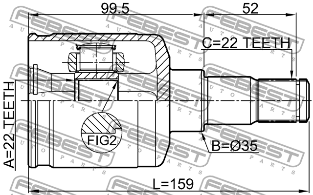 ШРУС внутренний правый к-кт!\ Chevrolet Cobalt 13> 1011-COBRH FEBEST