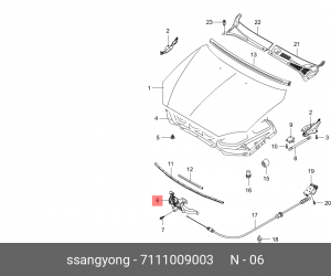 Замок капота SSANGYONG Kyron (05-) OE 7111009003 SSANG YONG
