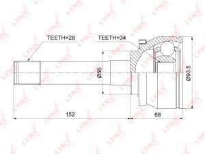 ШРУС наружный к-кт!\ Hyundai Terracan 01-06 CO-3882 LYNXAUTO