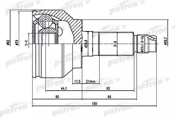 ШРУС наружный 28x58.5x24 MAZDA 3 BK BL 03-, MAZDA 5 CR 05-10  PCV1529 PCV1529 PATRON