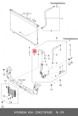 ШЛАНГ СИСТЕМЫ ОХЛАЖДЕНИЯ 254213F600 MOBIS
