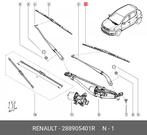 Щетка стеклоочистителя пер. лев. Logan IISandero 288905401R 288905401R RENAULT
