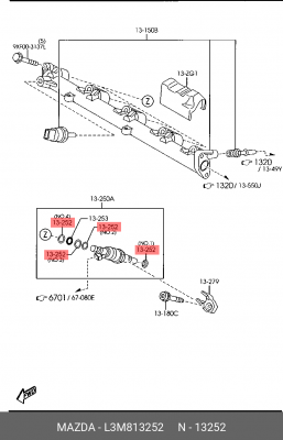 Прокладка MAZDA CX-7 (06-) форсунки OE L3M8-13-252 MAZDA