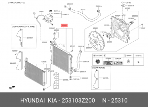 Радиатор HYUNDAI i40 (11-) (2.0) АКПП OE 253103Z200 HYUNDAI KIA