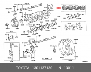 Кольца поршневые STD, комплект на двигатель 13011-37130 13011-37130 TOYOTA