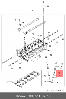 колпачки маслосъемные! (1)\ Chevrole Epica 2.0/2.5i 05-11 96307714 DAEWOO