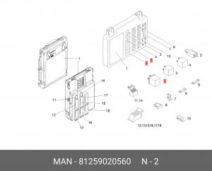 Реле 4 контакта, 24V 81259020560 MAN