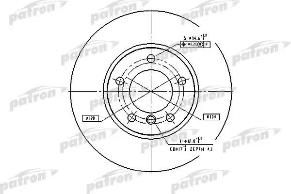 Диск тормозной BMW 5 (E39) (95-03) передний (1шт.) PATRON PBD2769 PATRON