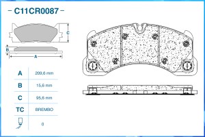 Тормозные колодки передние Low Metallic C11CR0087 C11CR0087 CWORKS