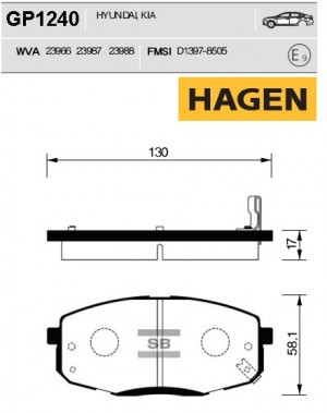 колодки дисковые передние! HAGEN\ Hyundai I30, KIA Carens/Cee'D 1.4-2.0/CRDi 07/ GP1240 HAGEN