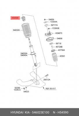 Отбойник амортизатора KIA Sorento (02-) переднего (1шт.) OE 546023E100 HYUNDAI KIA