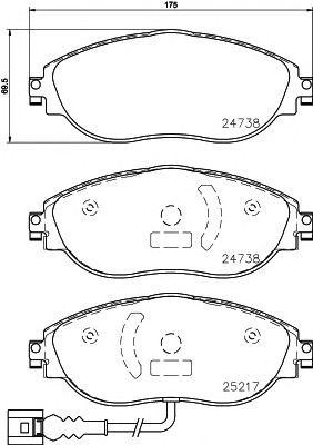 Колодки тормозные VW Golf (17-),Tiguan (16-) AUDI Q3 (17-) SKODA Kodiaq (17-) пе 2473803 TEXTAR