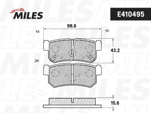 Колодки тормозные задние (Смесь Low-Metallic) SSANGYONG REXTON 02/KYRON 05/ACTYO E410495 MILES