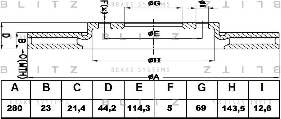 Диск тормозной передний KIA Cee'd 12- BS0456 BS0456 BLITZ