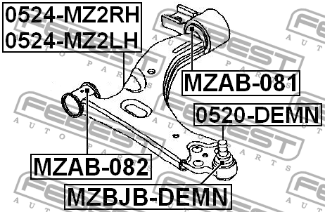 Опора шаровая MAZDA DEMIO DY3/DY5 2002-2007 0520-DEMN 0520DEMN FEBEST