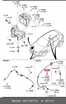 Датчик ABS K0114371YA MAZDA