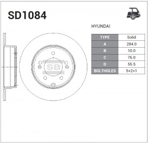 Диск тормозной HYUNDAI Grandeur (11-) KIA Optima (10-) задний (1шт.) SANGSIN SD1084 SANGSIN