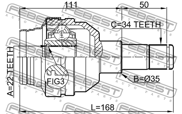 ШРУС 1011-C100R 1011-C100R FEBEST