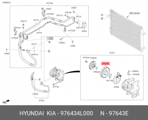 Шкив HYUNDAI Solaris (11-) компрессора кондиционера OE 976434L000 HYUNDAI KIA