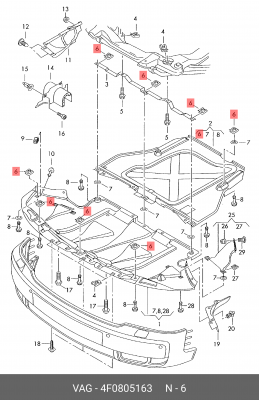 Зажим пружинный AUDI A6 (05-11) OE 4F0 805 163 VAG