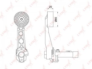 Ролик приводного ремня PEUGEOT 206,207 CITROEN C4 (08-) натяжной LYNX PT-3209 LYNXAUTO