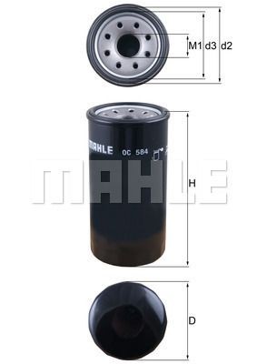 фильтр масляный! M26x1,5\ Isuzu Trooper, Opel Monterey 3.0DTi 98> OC584 MAHLE KNECHT