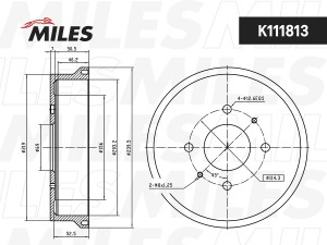 Барабан тормозной MITSUBISHI COLT 04-12 K111813 K111813 MILES