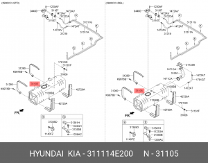 Бак топливный KIA Bongo 3 (07-) (65л) OE 311114E200 HYUNDAI KIA