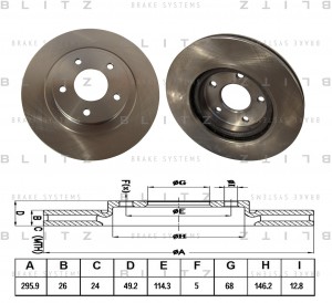 Диск тормозной передний вентилируемый NISSAN Teana 08- BS0382 BS0382 BLITZ