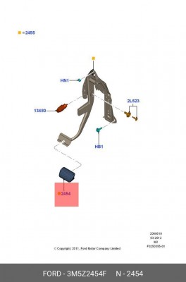 3M5Z-2454-F НАКЛАДКА ПЕДАЛИ РЕЗИНОВАЯ 3M5Z-2454-F FORD