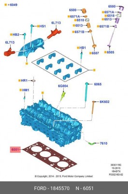 прокладка ГБЦ!\ Ford 1.5GTDI EcoBoost 1845570 FORD