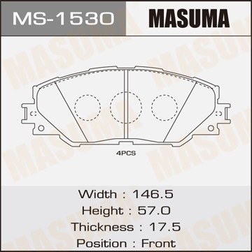 колодки дисковые передние!\ Toyota Rav4 2.0VVT-i/2.2D-4D 06> MS1530 MASUMA