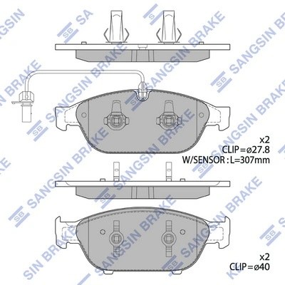 Колодки передние AUDI A6 (C7), A8 (4H) SP2316 SP2316 SANGSIN