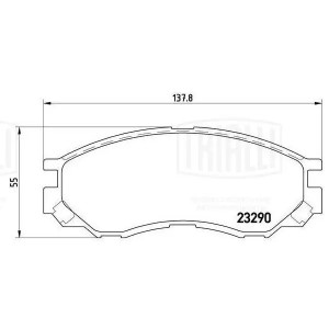 Колодки торм. Mitsubishi L200 (96-) диск. перед. т/с Akebono 138x55 (PF 4297) PF4297 TRIALLI