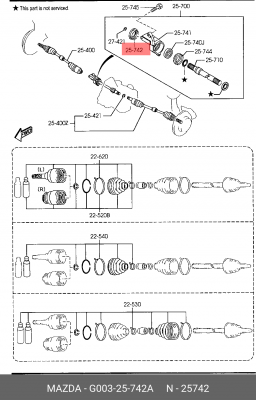 Сальник MAZDA 626 полуоси левый OE G00325742A MAZDA