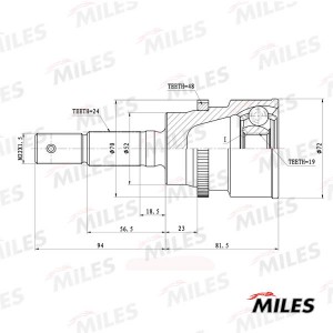 ШРУС наружный DAIHATSU TERIOS 1.3 97-00 (с ABS) (SKF VKJA5976) GA20086 GA20086 MILES