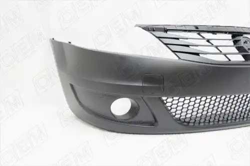 Бампер передний Renault Logan 1 2009-2014, под ПТФ, с решеткой радиатора OEM0564 OEMPARTS