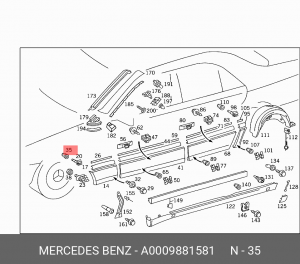 клипса крепления!\ MB W124/W126 84-93 A 000 988 15 81 MERCEDES BENZ