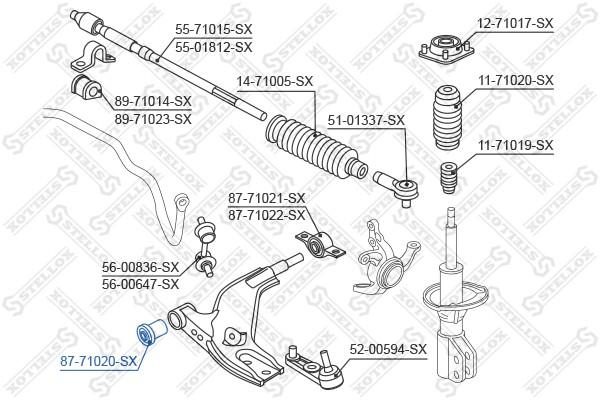 сайлентблок рычага пер.!\ Mazda 323/323F 1.3-1.8 94-98 87-71020-SX STELLOX