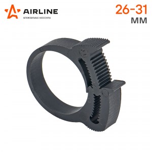 Хомут 26-31/9 мм, силовой зубчатый замок, пластик (ПА66) черный AIRLINE ADHC003 AIRLINE