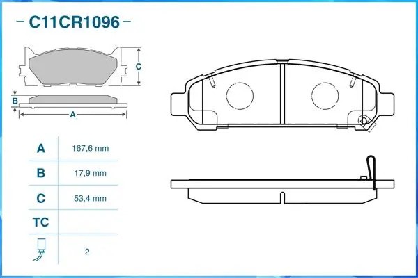 Тормозные колодки передние Low Metallic C11CR1096 C11CR1096 CWORKS