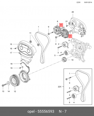 втулка шестерни распредвала!\ Opel Astra H J 04>/Insignia/Zafira/Mokka 55556593 GENERAL MOTORS