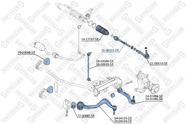 тяга рулевая поперечная левая/правая!\ BMW 7 E65/E66 <01 55-00333-SX STELLOX