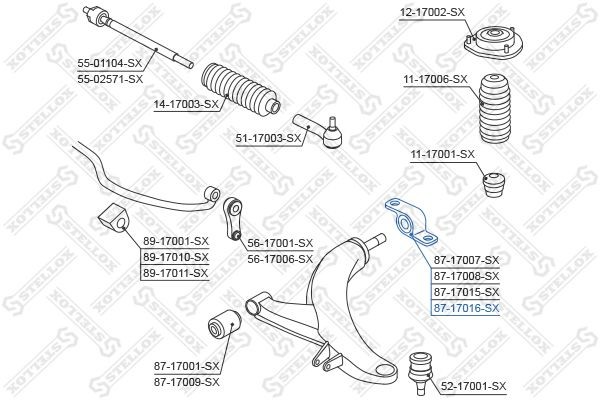 сайлентблок пер. рычага зад. л.!\ Subaru Legacy B12 99-03 87-17016-SX STELLOX