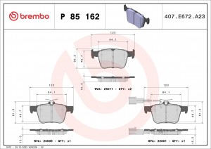 P85162 колодки дисковые задние!\ Audi A3 2.5 15> P85162 BREMBO